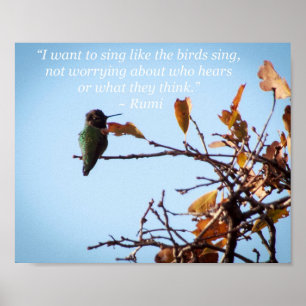 Citation de Rumi avec affiche de colibri