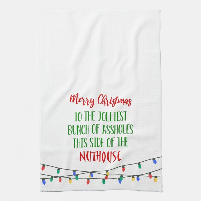 Citation de vacances de Noël Serviette de cuisine (Vertical)