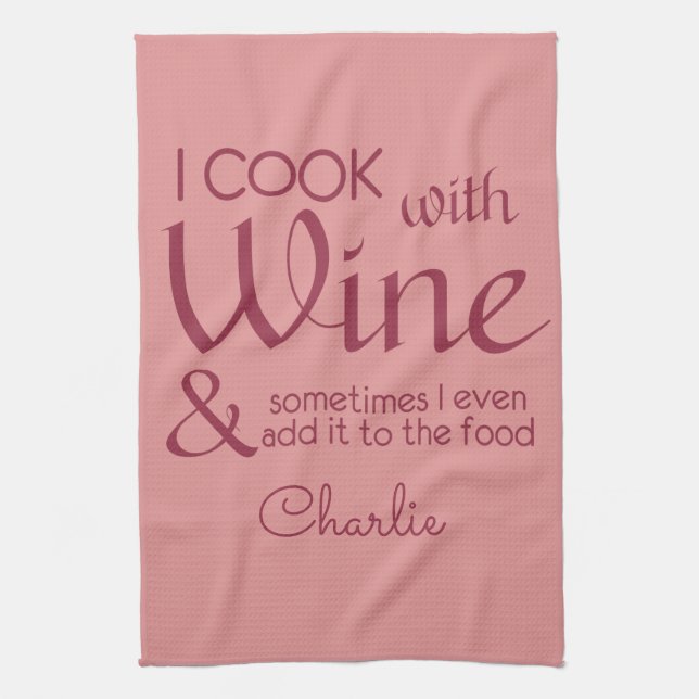Citation de vin nom personnalisé serviette de cuis (Vertical)