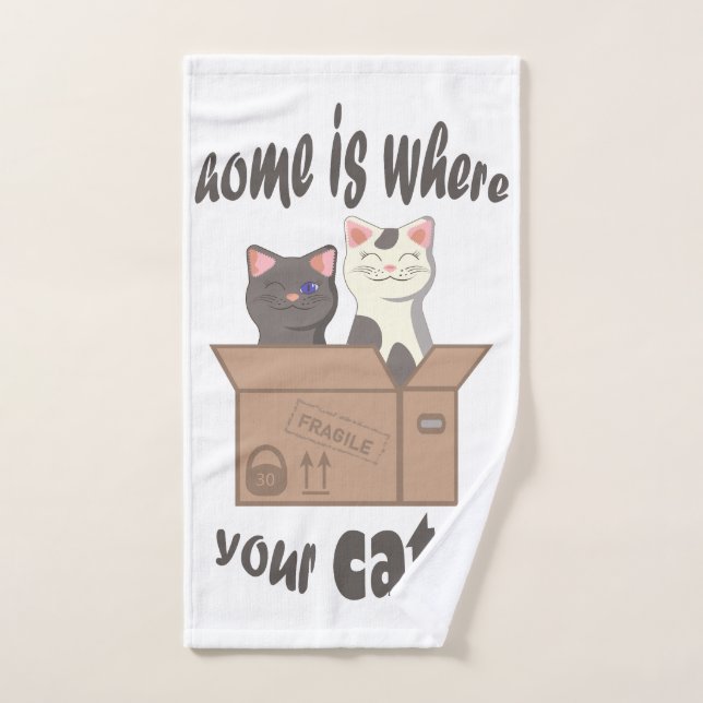 Citation drôle Accueil est où est votre chat (Serviette à main)