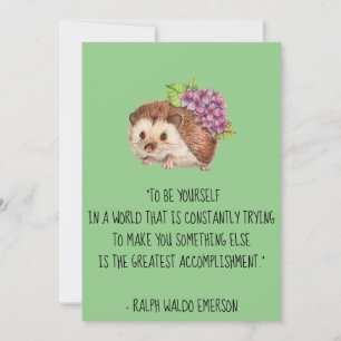 Citation Emerson avec carte plat Hedgehog