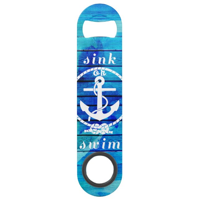 Citation en bois et d'Ancre d'aquarelle de bleu (Devant)