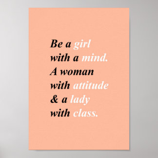Citation femme classe. Affiche de fille