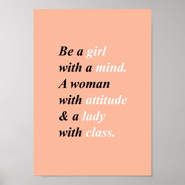 Citation femme classe. Affiche de fille (Devant)