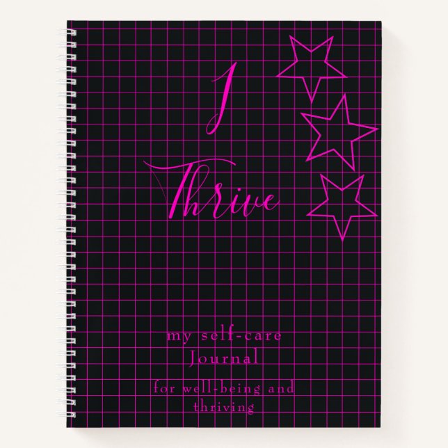 Citation "I Thrive" Auto-Care Journal Texte rose (Devant)