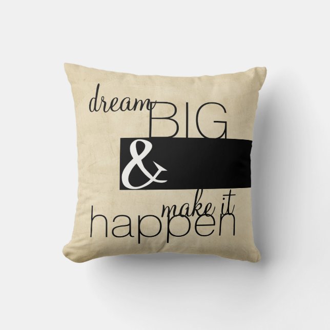 citation moderne coussin dream gros texte noir sur (Recto)