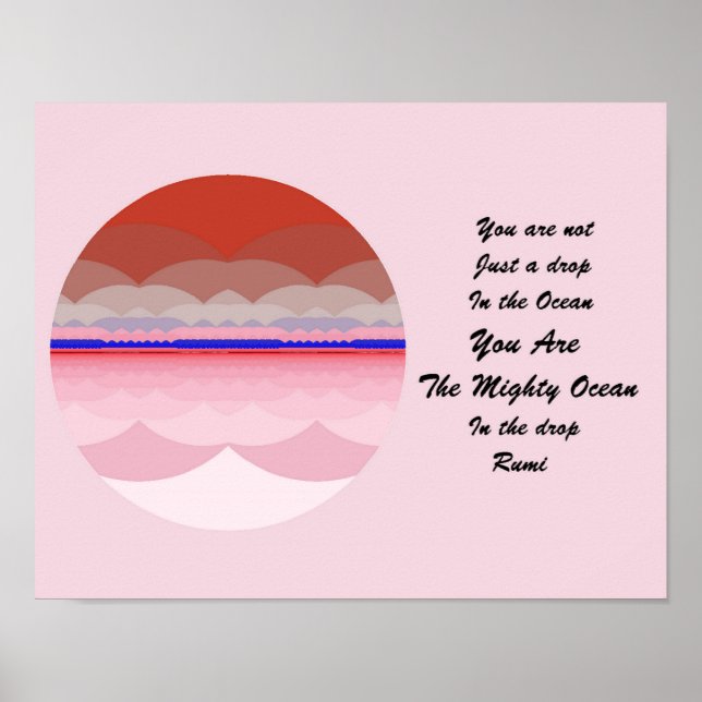 Citation Rumi Poster Art. Ocean Mandala Inspiratio (Devant)
