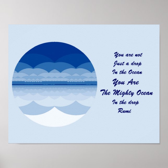 Citation Rumi Poster Art. Ocean Mandala Inspiratio (Devant)