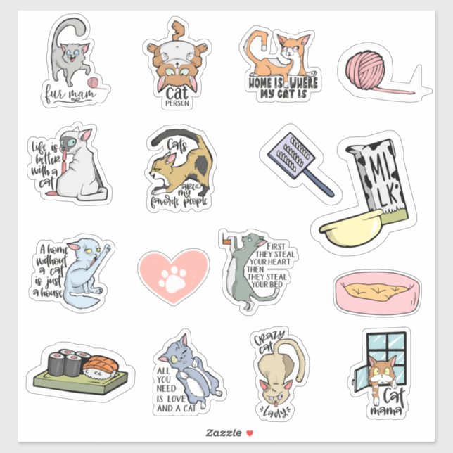 Citations de chats amusantes Stickers (Feuille)