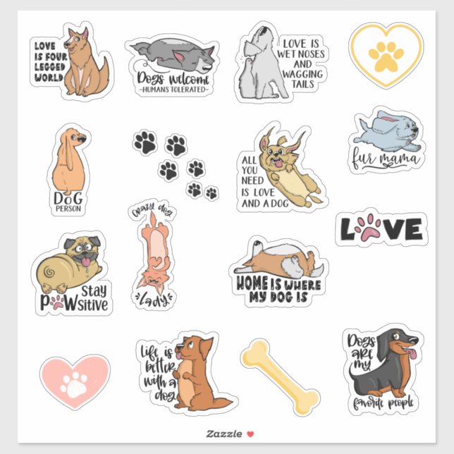 Citations de chien amusant Stickers (Feuille)