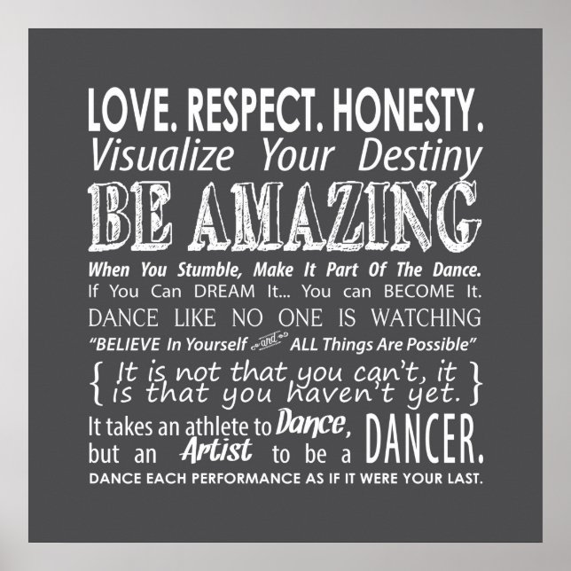 Citations de danse inspirante Poster - Gris (Devant)