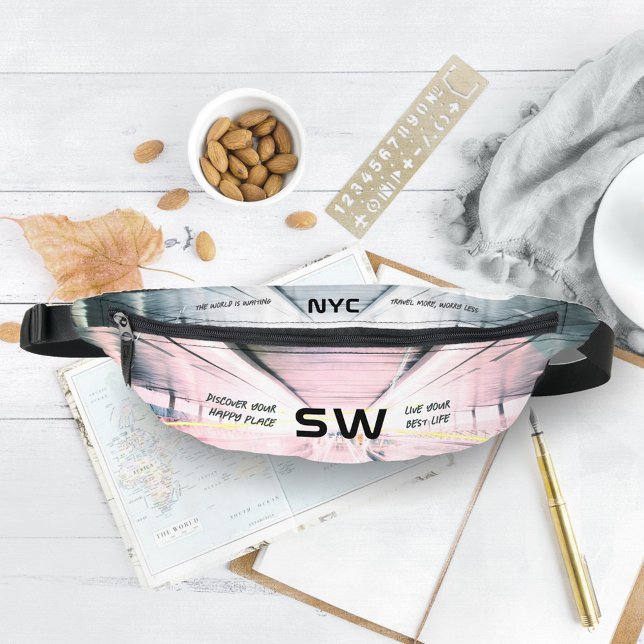 Citations de voyage Monogramme Photo (Travel Quotes Airport Monogram Your Photo Fanny Pack 
©Susanne Sachers - Sunny Wanderlust 🌞✈️)