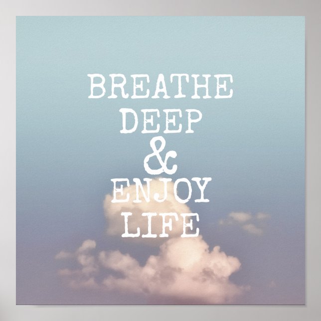 citations inspirantes poster respirer ciel bleu pr (Devant)