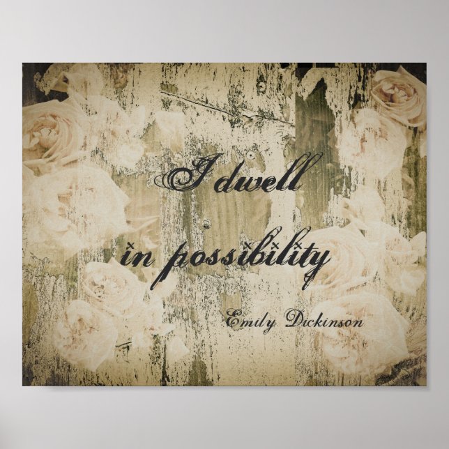 citations inspirantes poster rustique shabby chic (Devant)