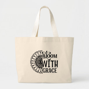 Cite bloom grace word art gardening large tote bag