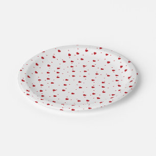 Cite Red Valentines Hearts Pattern Paper Plate