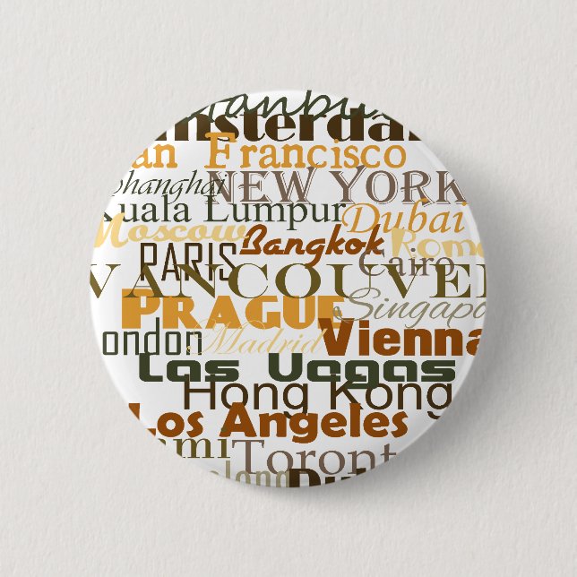 Cities Around the World 2 Inch Round Button (Front)
