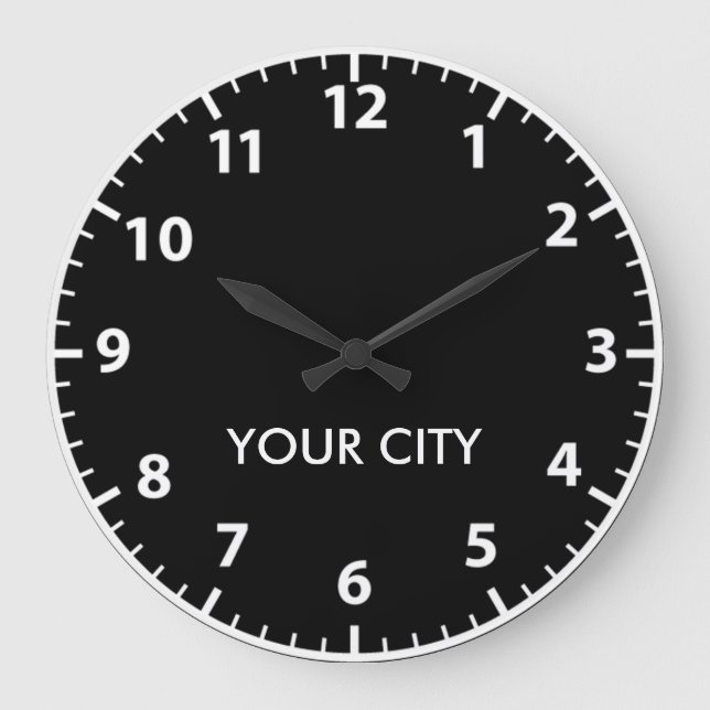 Cities of the world (Light Numbers) Large Clock (Front)