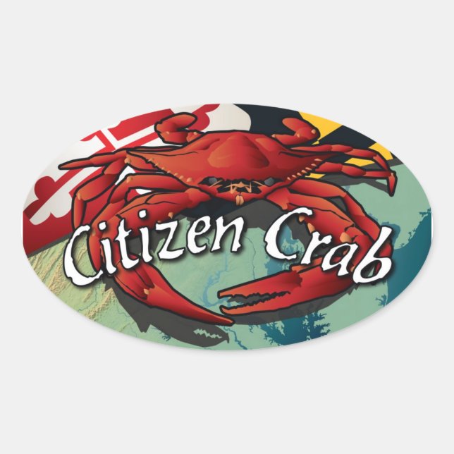 Citizen Crab of Maryland Oval Sticker (Front)