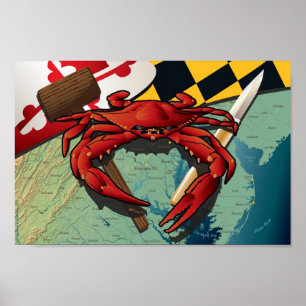 Citizen Crab with mallet and knife Poster