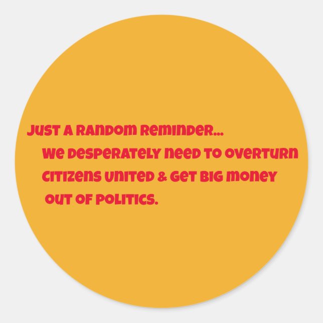 Citizens United Round Sticker (Front)
