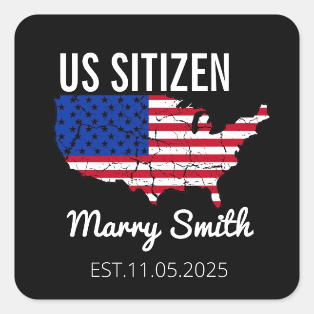 Citizenship Day American  – Proud to Be an America Square Sticker (Front)