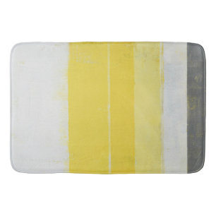 'Citric' Grey and Yellow Abstract Art Bath Mat