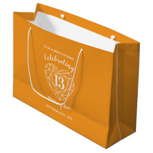 Citrine Anniversary 13 years personalized Large Gift Bag