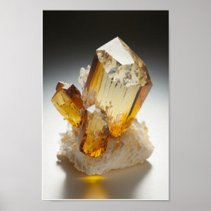 Citrine crystal gemstone macro close up photo poster