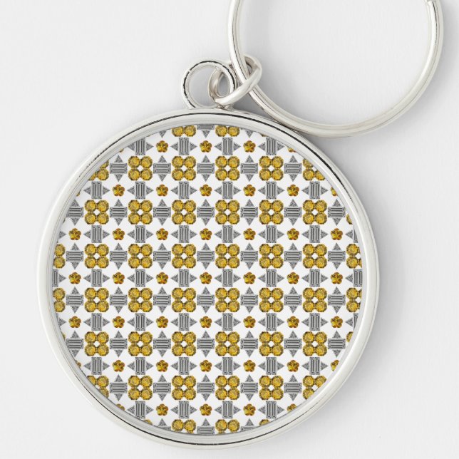 Citrine Diamond Gemstone Art, Yellow Keychain (Front)