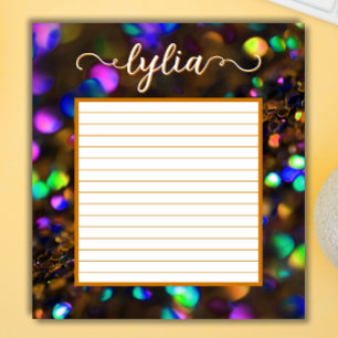 Citrine Glitter Lined Personalized Notepad