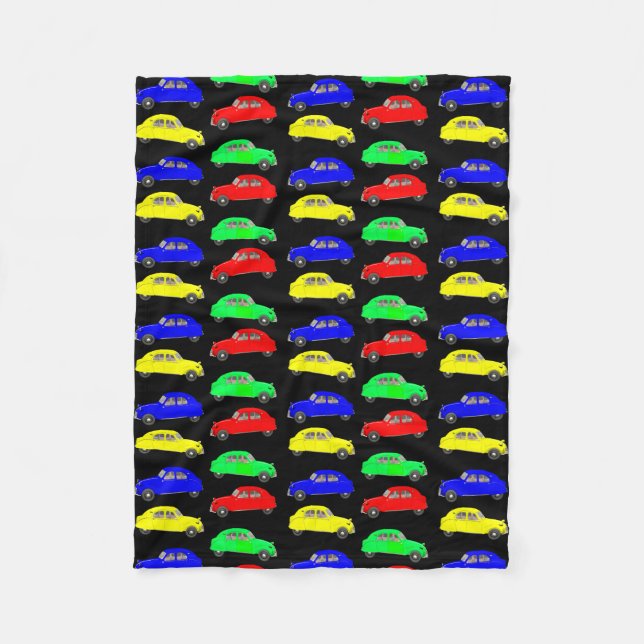 Citroen 2 CV Tiled Pattern Fleece Blanket (Front)