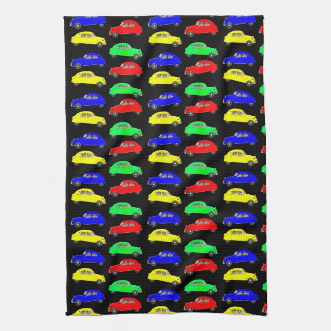 Citroen 2 CV Tiled Pattern Kitchen Towel (Vertical)