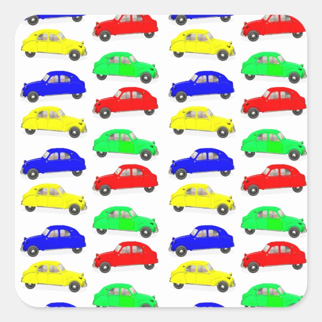Citroen 2 CV Tiled Pattern Square Sticker (Front)