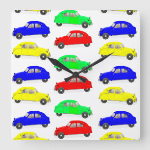 Citroen 2 CV Tiled Pattern Square Wall Clock