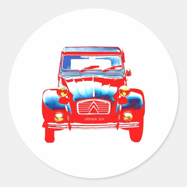 Citroen 2CV 2 Classic Round Sticker (Front)