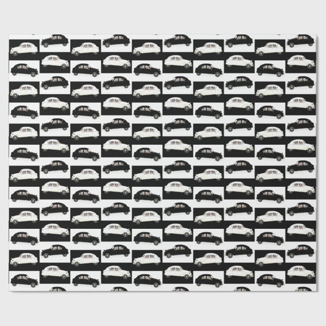 Citroen 2CV Black  And White Wrapping Paper (Flat)