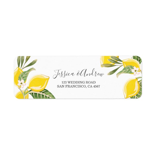 Citron Adresse de retour Étiquette Feuillage Citru (Devant)