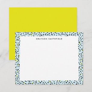 Citron Aqua Snow Leopard Print Personal Stationery Invitation