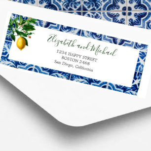 Citron Bleu Carrelage Blanc Élégant Mariage modern