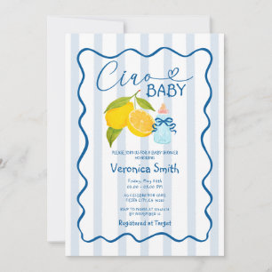 Citron bleu Italie Ciao Baby shower Invitation