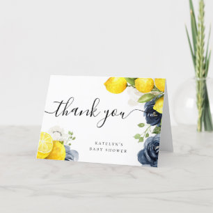 Citron Carte de remerciements aux fleurs bleues