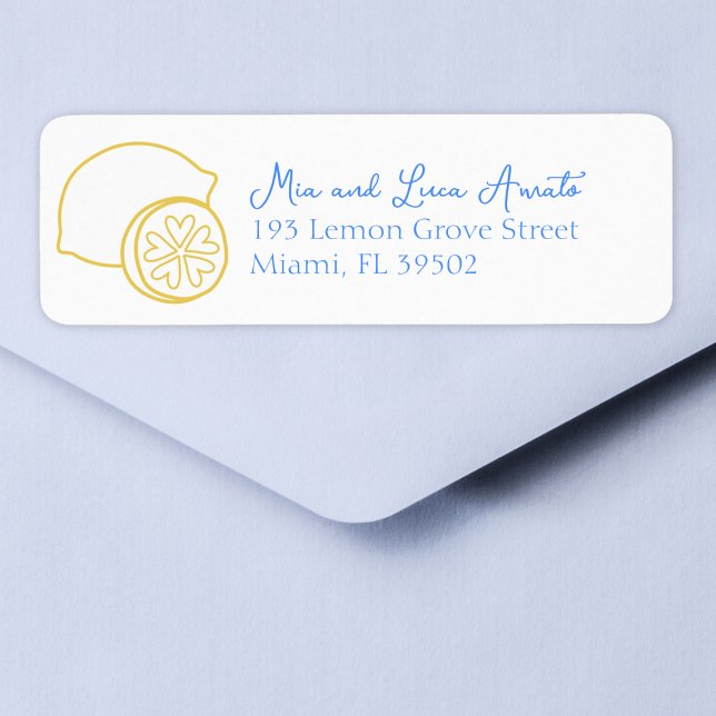 Citron chic chic Mariage méditerranéen (Effortlessly chic address labels perfect for your Mediterranean-themed wedding invitations.)