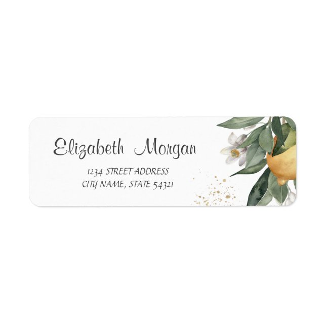 Citron Citrus Aquarelle en Fleurs (Devant)