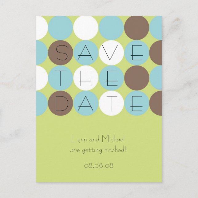 Citron Dots Save the Date Postcard (Customizable) (Front)