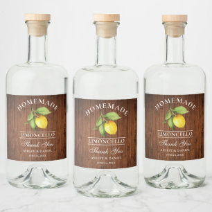 Citron en bois Merci Limoncello Bottle Étiquettes