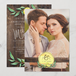 Citron en bois rustique du FAIRE-PART DE MARIAGE