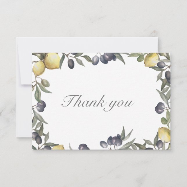 Citron et Carte de remerciements d'olive (Devant)