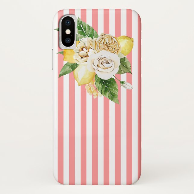 Citron et rose sur bandes roses iPhone / coque ipa (Dos)