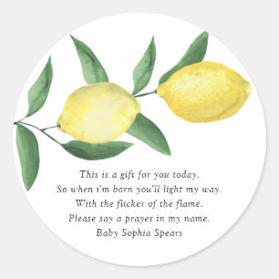 Citron - Étiquette de bougie de prière